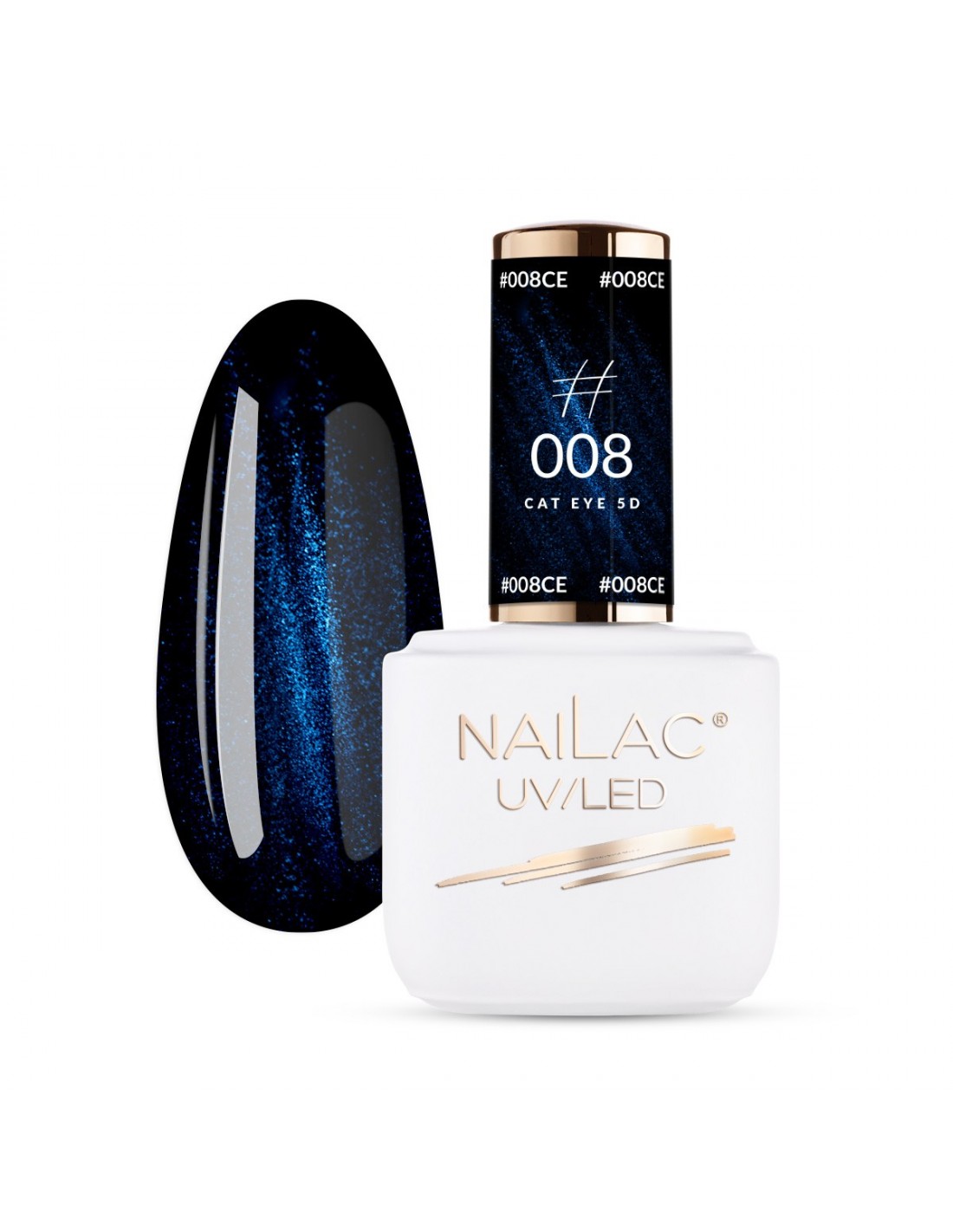 Smalto ibrido Cat Eye 5D #008 NaiLac 7ml Colore Blu